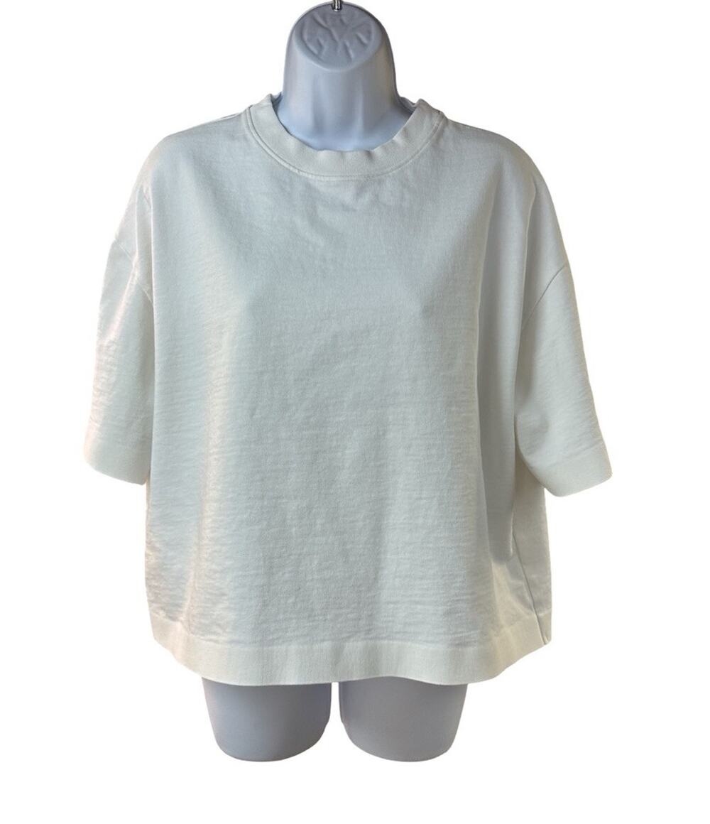 Weekend Max Mara White Cotton Jersey Boxy T-Shirt Oversized Knit Crew Neck M